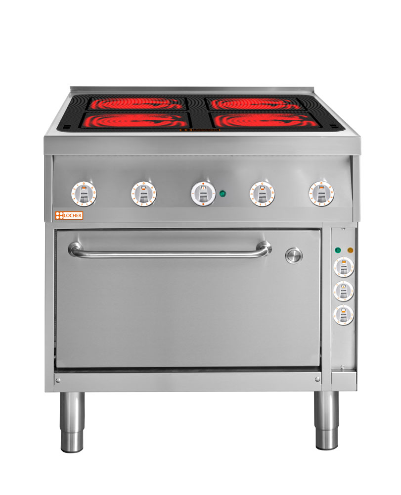 LOCHER 228310 Elektroherd, 4 Kochstellen á 4 kW,  - Strahlheizkörper mit elektronischer Topfe