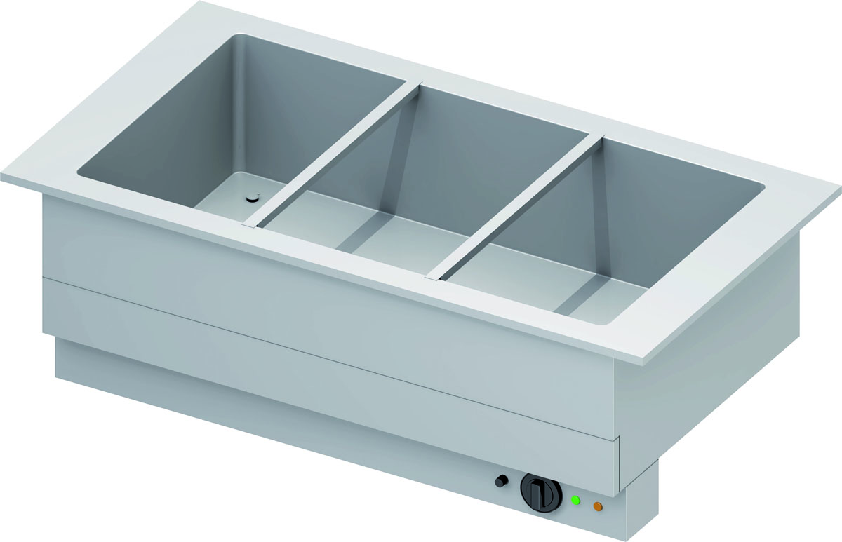 STALGAST Bain-Marie-Becken"Drop-In" 3xGN 1/1 1155x620x390 mm  Edelstahlabdeckung