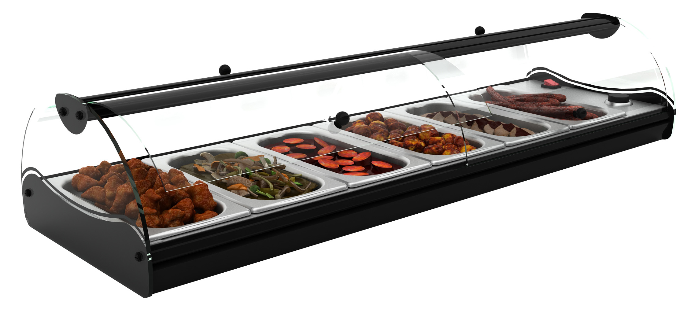 Buffet-Warmhaltevitrine Baño Maria 6 Mit Frontklappen zur Selbstbedienung