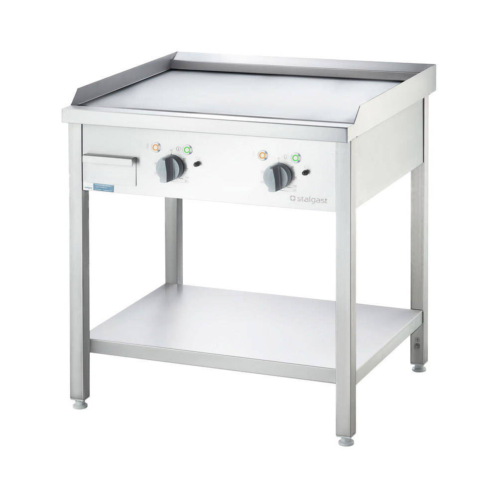 STALGAST Elektro-Griddleplatte als Standgerät - glatt, Unterbau offen, 800 x 700 x 850 mm (BxTxH)