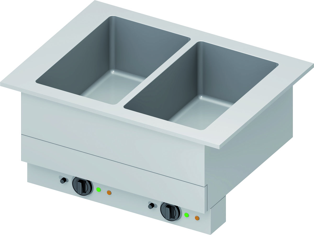 STALGAST Bain-Marie "Drop-In" 2x GN1/1 Einzelbecken 830x620x390 mm  Edelstahlabdeckung