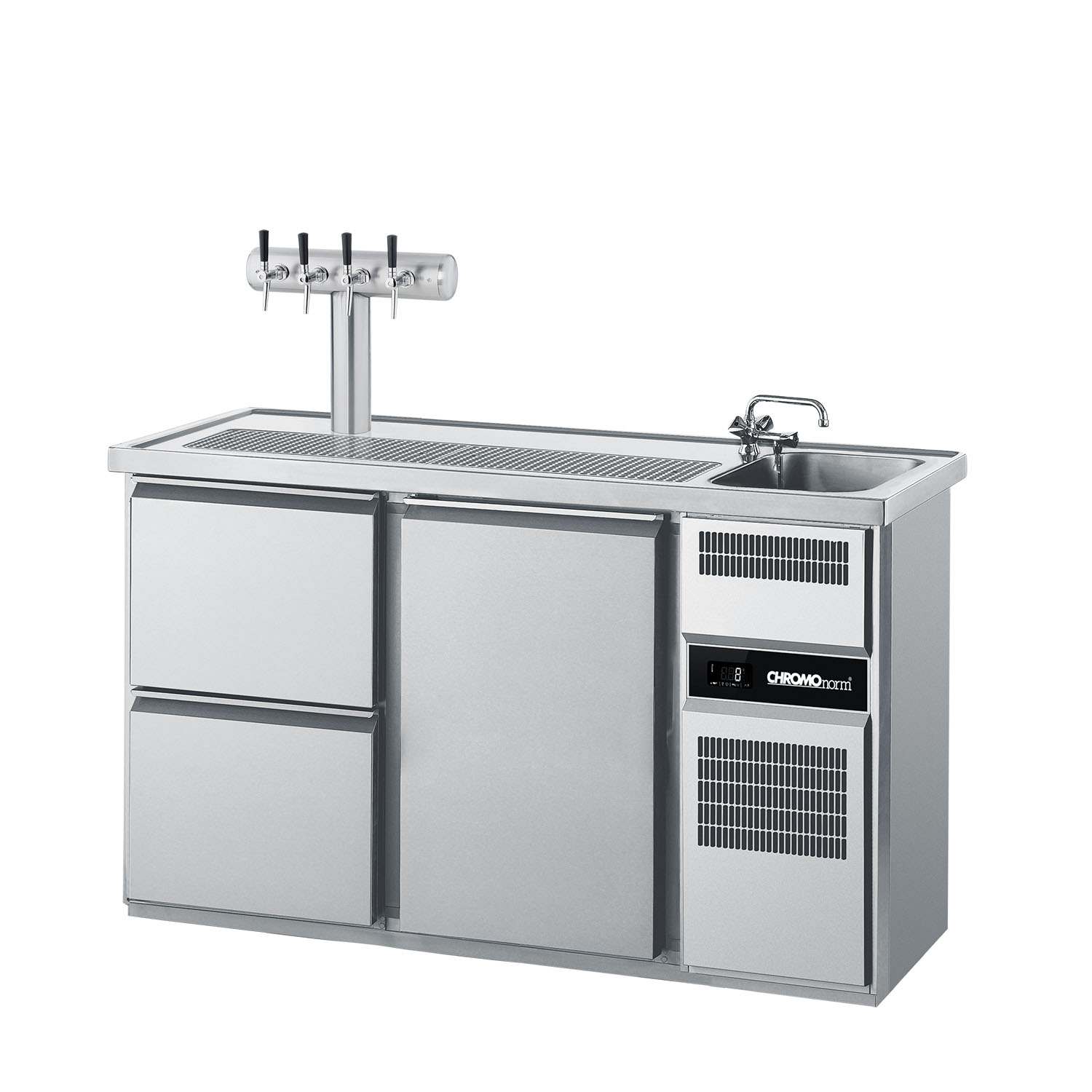 CHROMOnorm BIERTHEKE GN 1/1 - 1 BECKEN RECHTS - 2 ZÜGE 1/2 - 1 TÜR