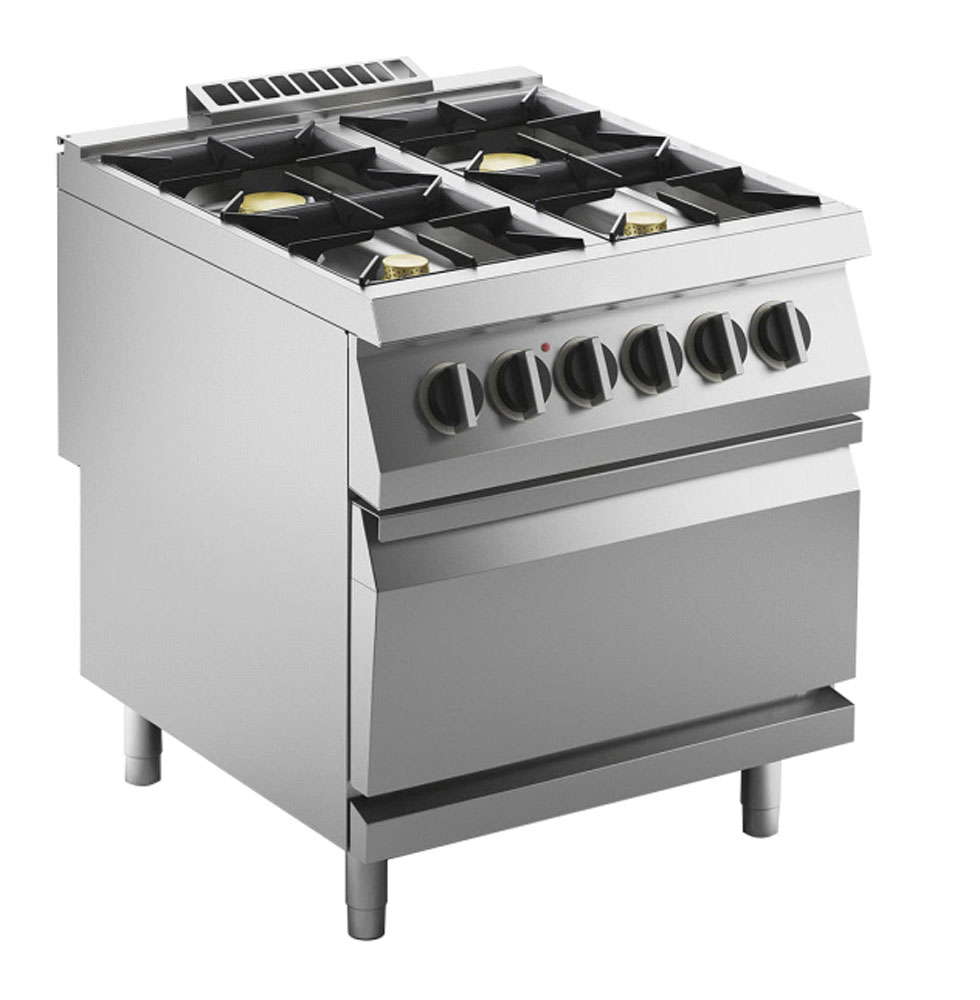 KBS Gas-Herd 4 Brenner 27 kW mit Elektro-Ofen 6kW