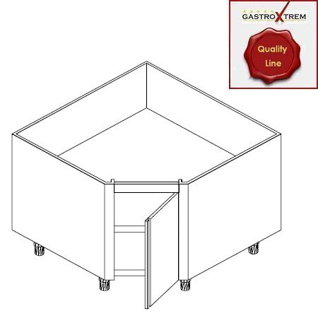 GASTROXTREM Edelstahl-Eckschrank mit Flügeltür - Gastronomie Eck-Unterbau