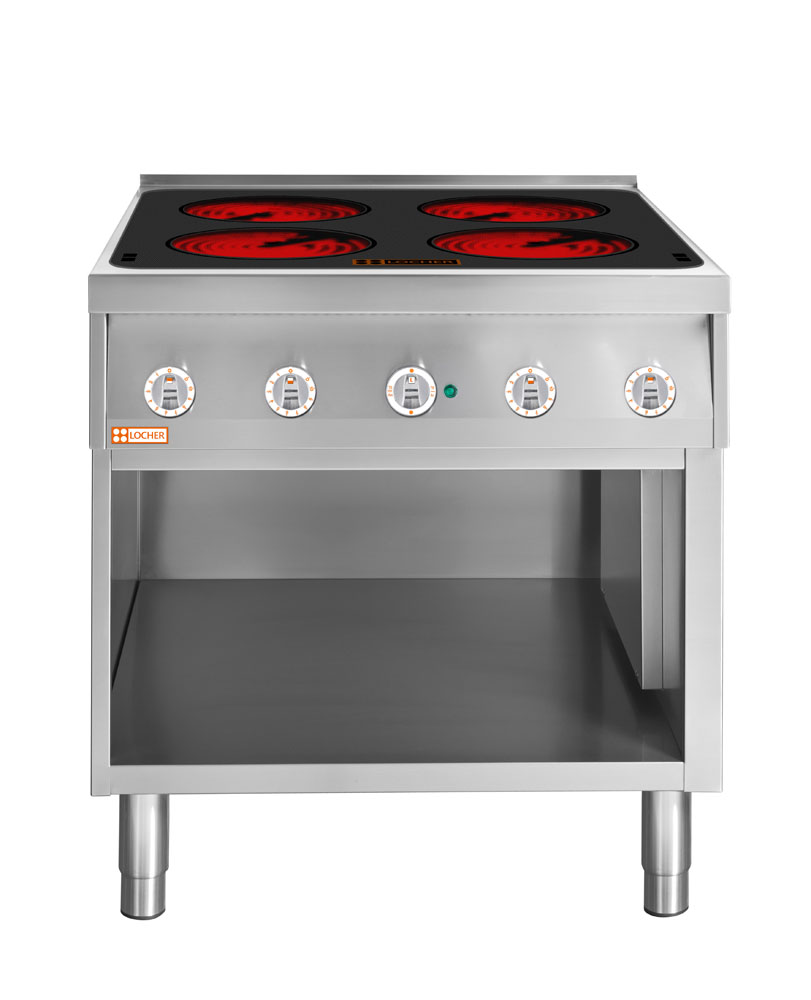 LOCHER 227303 Elektroherd, 4 Kochstellen á 3 kW  Strahlheizkörper mit Topferkennung
