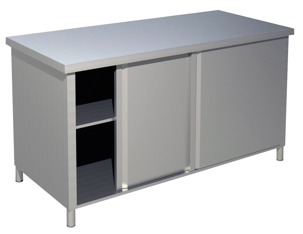 KBS Edelstahl Arbeitsschrank mit Schiebetüren versch. Ausführungen