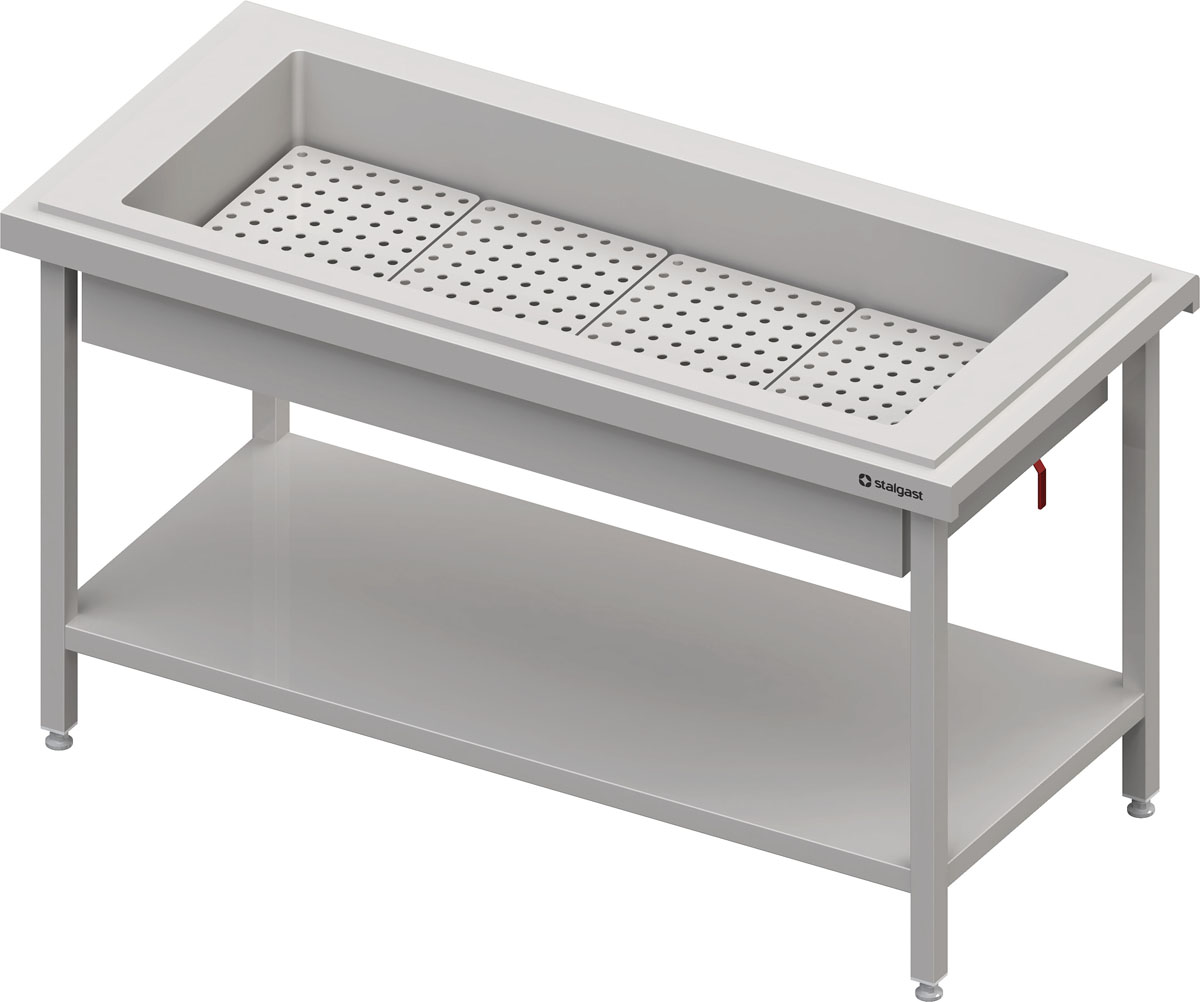 STALGAST Neutralausgabe mit Eiswanne 4x GN1/1, 1570x735x880 mm, Edelstahlabdeckung