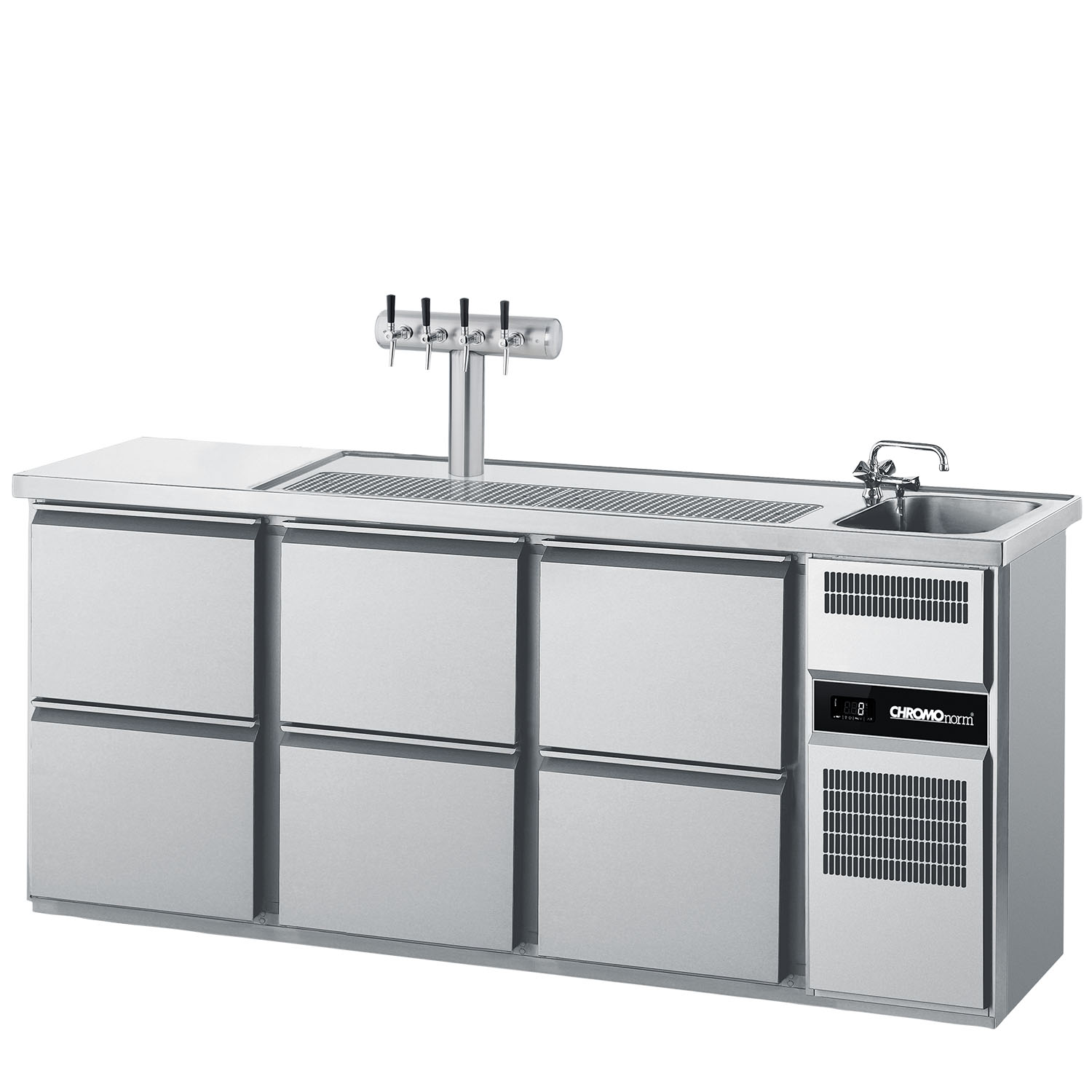 CHROMOnorm BIERTHEKE GN 1/1 - 1 BECKEN RECHTS - 6 ZÜGE 1/2