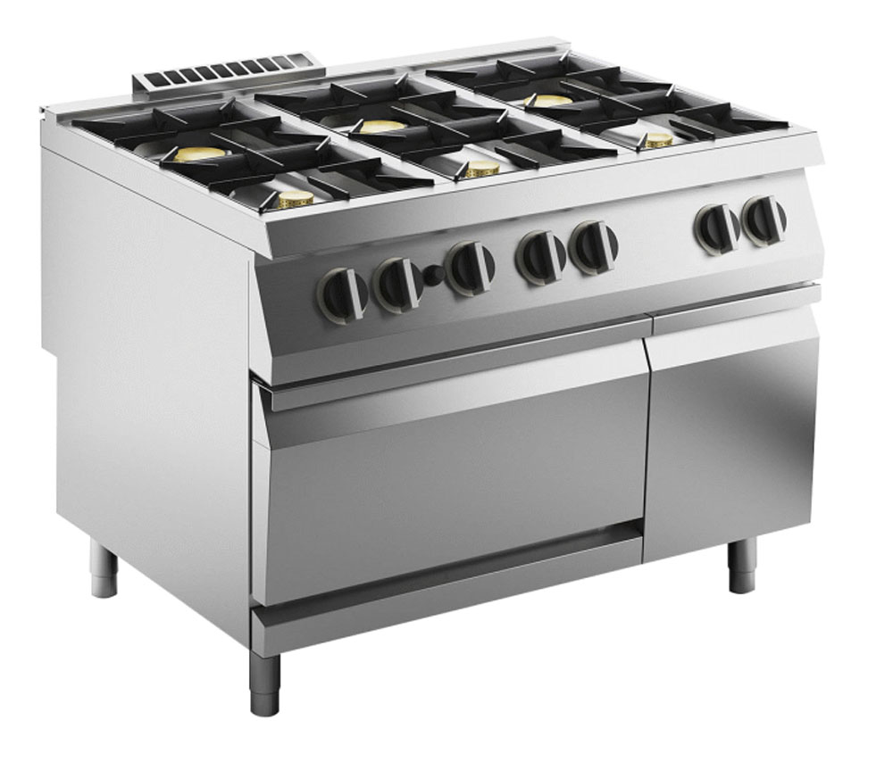 KBS Gas-Herd 6 Brenner 50 kW mit Gas-Ofen 8kW