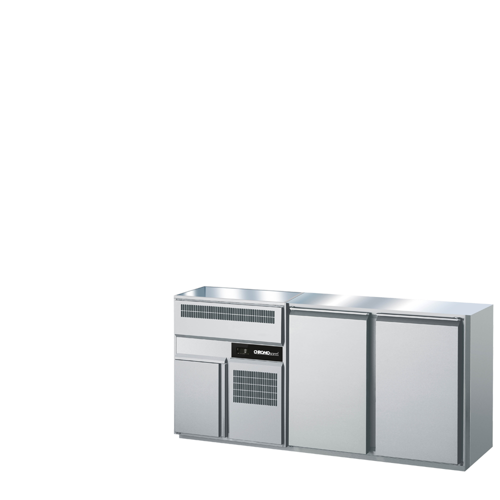 CHROMOnorm BIERTHEKE GN 1/1 - 2 BECKEN LINKS -  2 TÜREN - OHNE ABDECKUNG - STECKERFERTIG