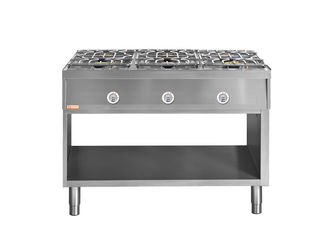 LOCHER 290103 Gasherd, 6 Kochstellen