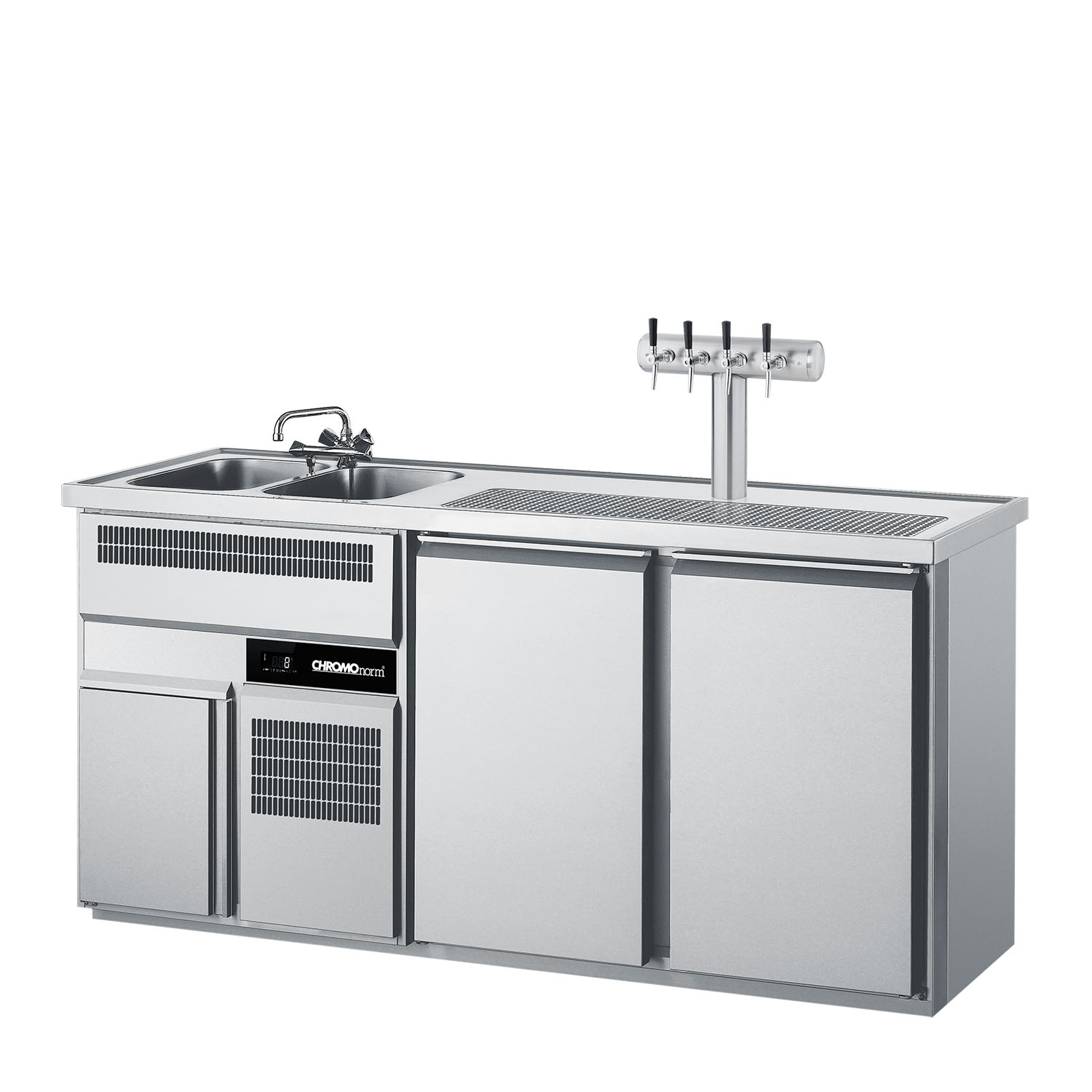 CHROMOnorm BIERTHEKE GN 1/1 - 2 BECKEN LINKS -  2 TÜREN