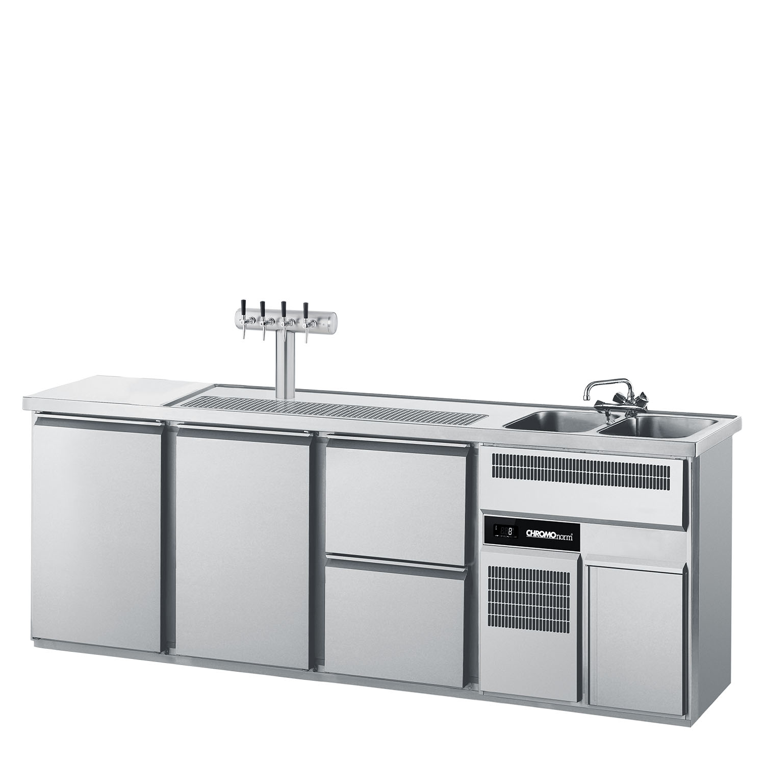 CHROMOnorm BIERTHEKE GN 1/1 - 2 BECKEN RECHTS - 2 TÜREN - 2 ZÜGE 1/2