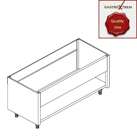 GASTROXTREM Edelstahl-Spülschrank mit Beckenblende - rückseitig halboffener Spülenunterbau
