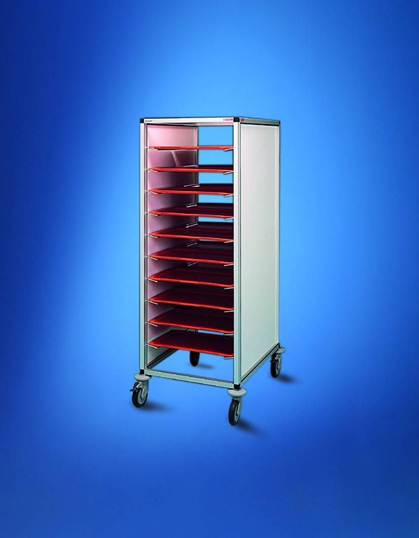 Scholl Tablettwagen RTW - 2 Tabletts hintereinander 530 x 325 - Höhe 1650mm