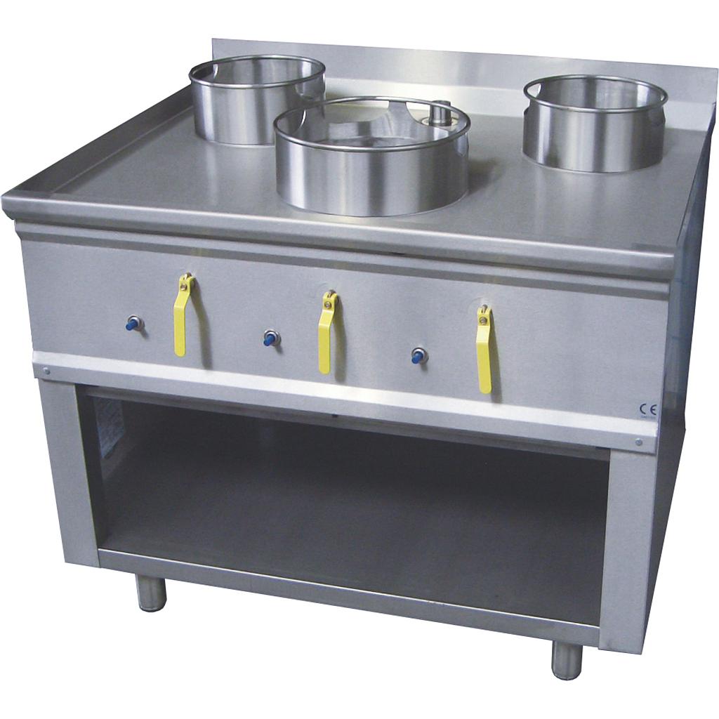 Power Wokherd / Chinaherde, Gas, 3 Brenner, 43 kW, Standgerät