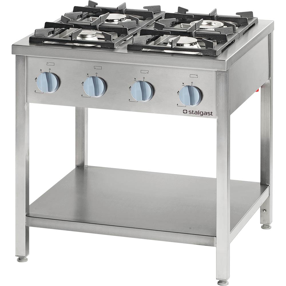 STALGAST Gasherd Serie 700 - G20, 4-Brenner (2x5+2x7), 800 x 700 x 850 mm (BxTxH)