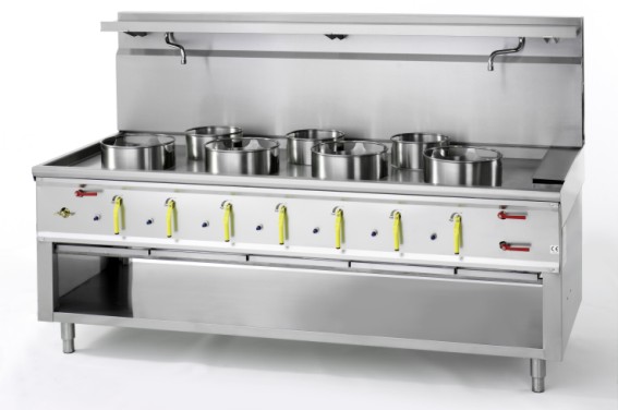 Power Wokherd / Chinaherde, Gas, 7 Brenner, 127 kW, Standgerät