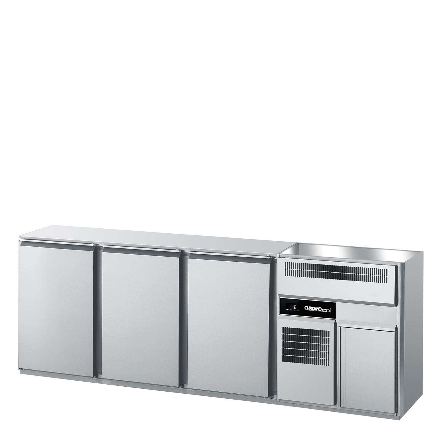 CHROMOnorm BIERTHEKE GN 1/1 - 2 BECKEN RECHTS - 3 TÜREN -  OHNE ABDECKUNG - STECKERFERTIG