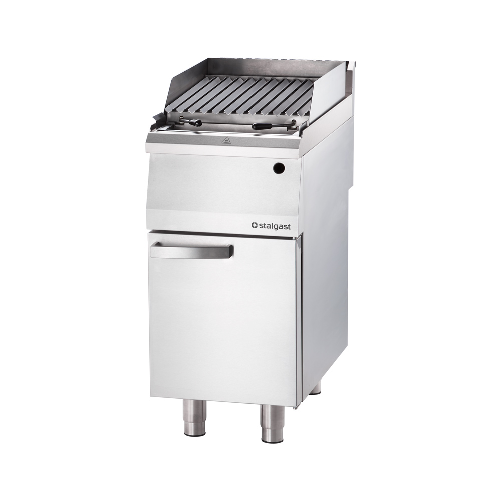 STALGAST Edelstahl Lavastein-Grill mit V-Rost für Fleisch und Gemüse, Serie 700 ND, 400 mm