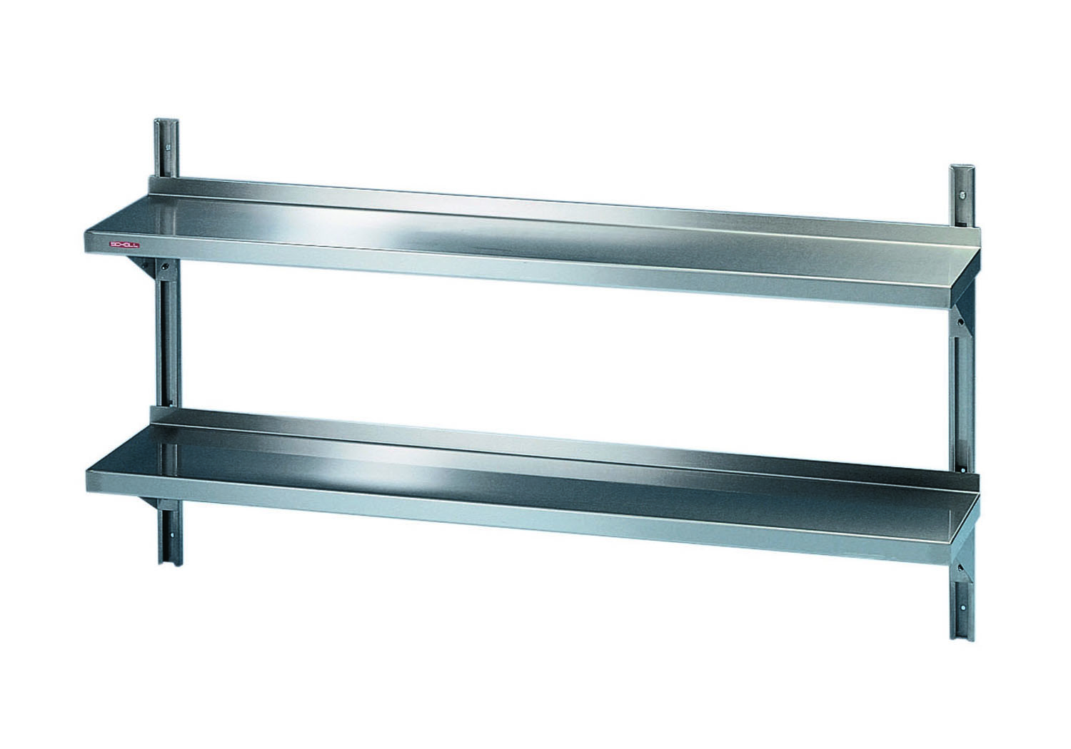 Edelstahl Wandbord 2 Etagen mit Stellschienen - Tiefe 200 mm Made in Germany by SCHOLL