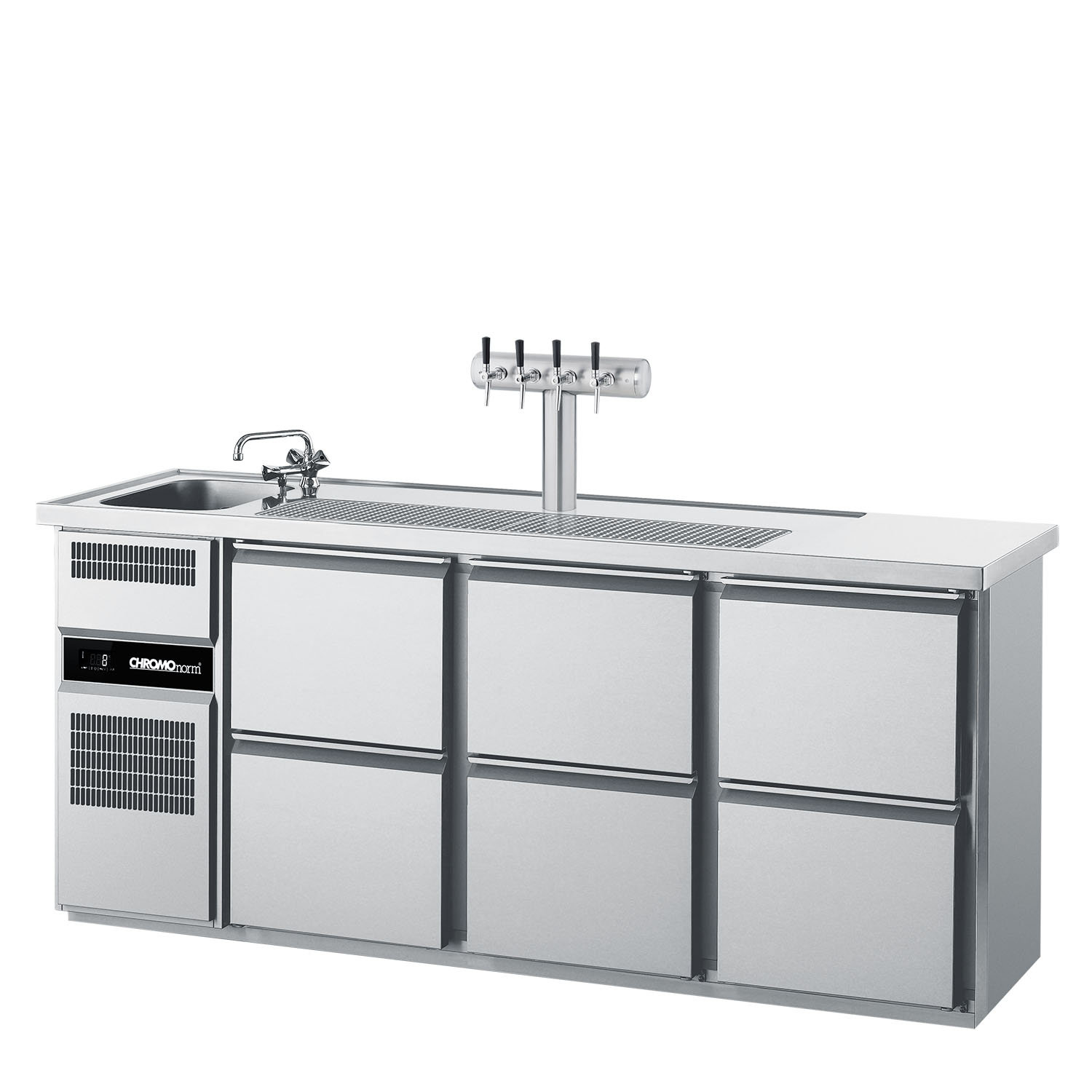 CHROMOnorm BIERTHEKE GN 1/1 - 1 BECKEN LINKS - 6 ZÜGE 1/2