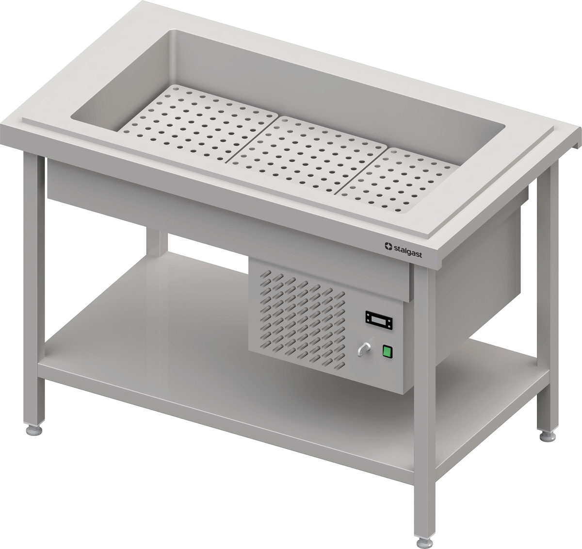 STALGAST Kaltausgabe mit einer Getränke-Kühlwanne 3x GN1/1, 1245x735x880, Edelstahlabdeckung