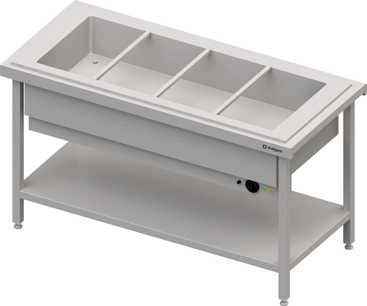 STALGAST Warmausgabe mit einem Bain-Marie-Becken 4x GN1/1, 1570x735x880, Edelstahlabdeckung