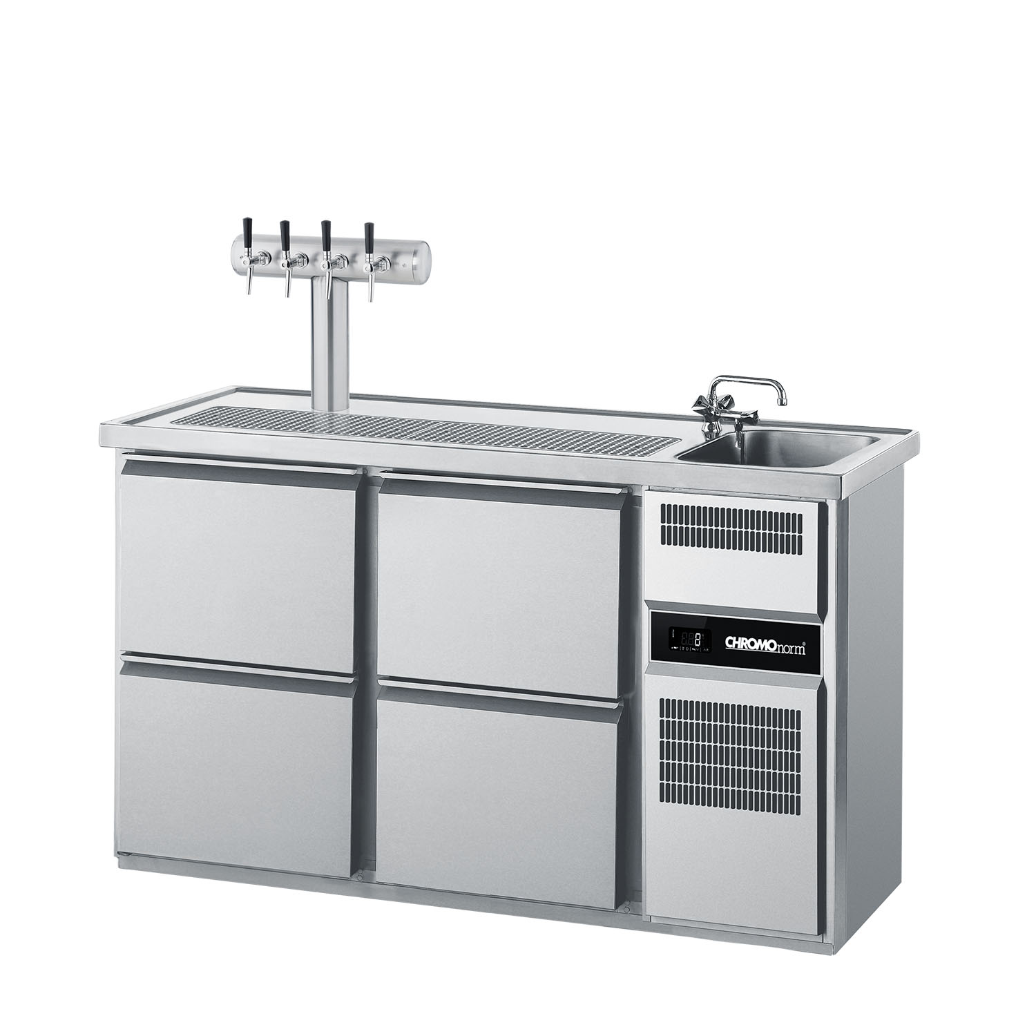 CHROMOnorm BIERTHEKE GN 1/1 - 1 BECKEN RECHTS -  4 ZÜGE 1/2