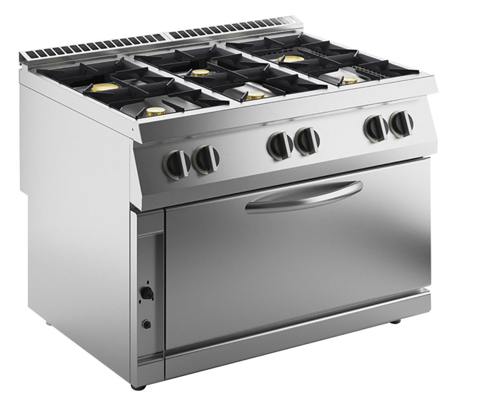 KBS Gas-Herd 6 Brenner 54 kW mit Gas-Großofen 12kW