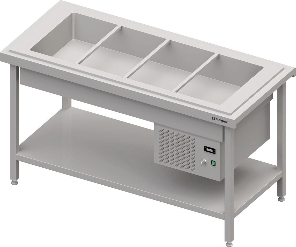 STALGAST Kaltausgabe mit einer Kühlwanne 4x GN1/1, 1570x735x880, Edelstahlabdeckung