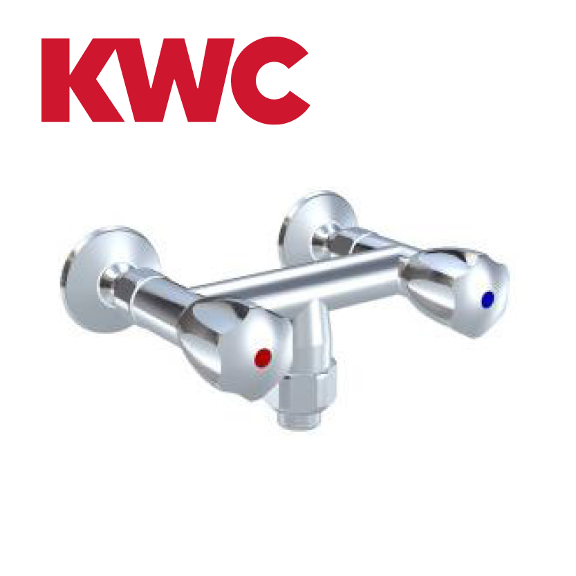 KWC Gastro K.24.42.18.000C86 Gastronomie-Zweihebel-Wandarmatur mit Schlauchanschluss 1"