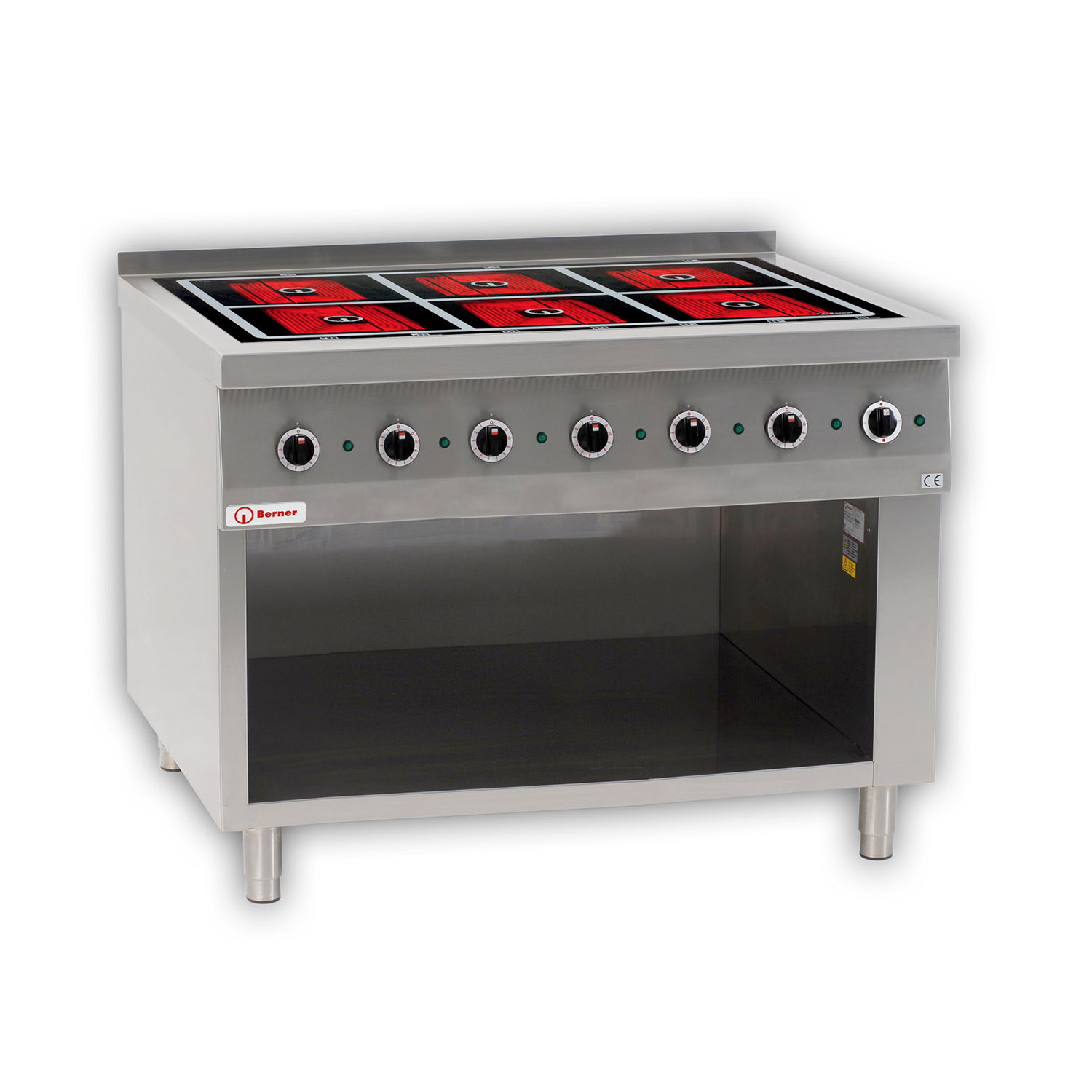 Berner BS6SHQ Elektro-Standherd mit 6 Strahlheizkörpern Unterbau vorne offen Sondermodell