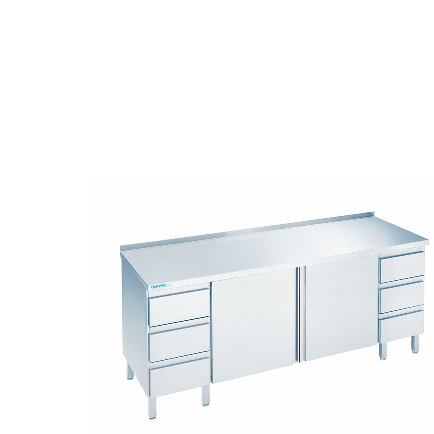 CHROMOnorm Arbeitsschrank mit 2 Schubladenblöcken und Flügeltüren - verschiedene Ausführungen