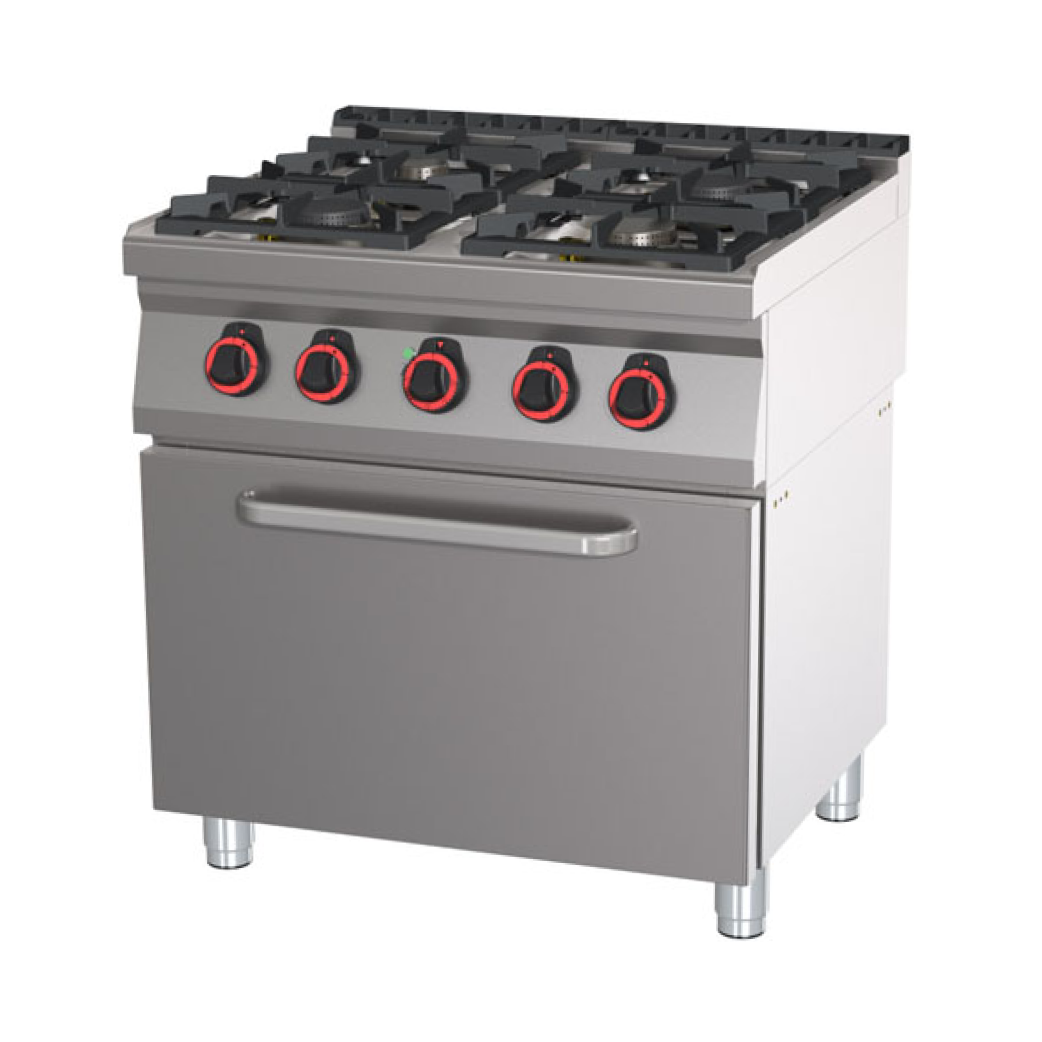 PROFIKOCHER 362015 Gasherd, 4 Kochstellen  - mit Elektro-Bratofen GN 2/1