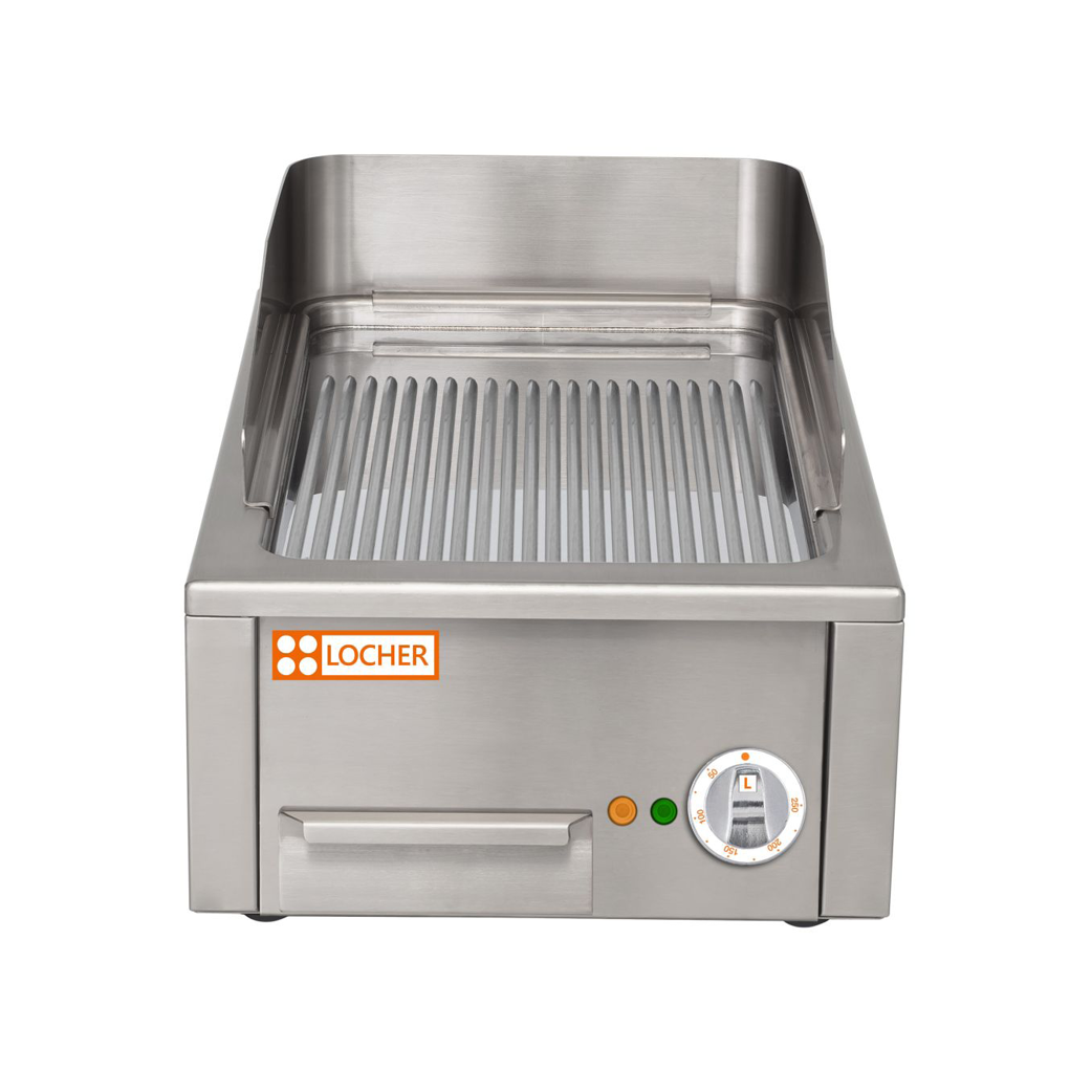 LOCHER Elektro-Bratplatte 400 hartverchromt, gerillt