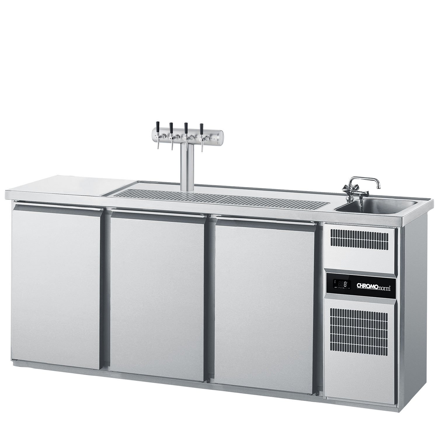 CHROMOnorm BIERTHEKE GN 1/1 - 1 BECKEN RECHTS - 3 TÜREN