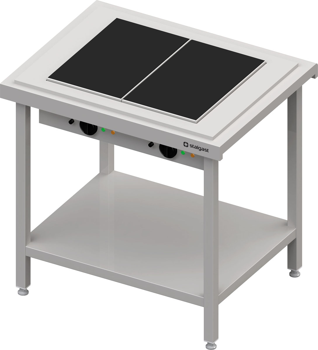 STALGAST Warmausgabe mit einer Glaskeramik-Wärmeplatte 2x GN1/1, 920x735x880, Edelstahlabdeckung