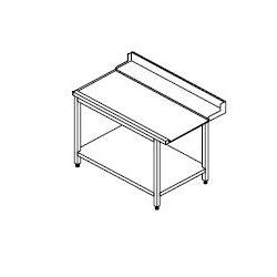 Edelstahl Premium-Ausgangstisch links mit Bodenbord & Aufkantung für die Gastronomie