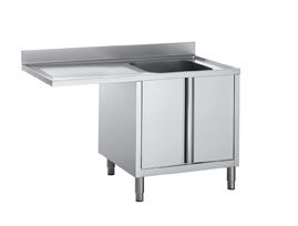 GASTROXTREM Edelstahl Spültisch mit Überstand mit 1 Becken mit Flügeltüren - versch. Ausführungen