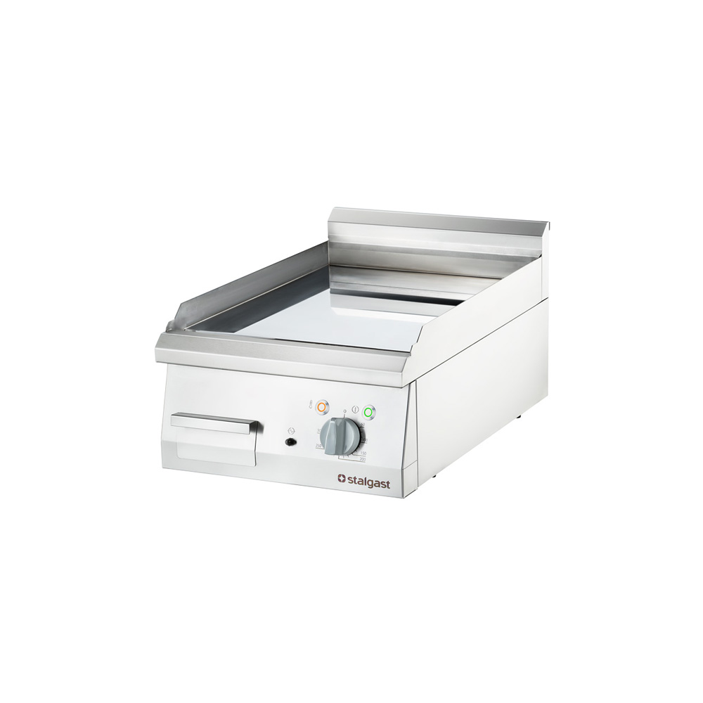 STALGAST verchromte Elektro-Griddleplatte als Tischgerät, 400x700 mm, glatte Grillfläche, Serie 700