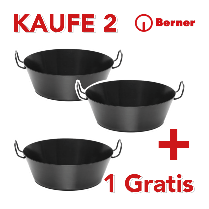 Rabatt Aktion-Eisenpfanne mit 2 Griffen 36 cm MADE in Germany für Ceran, Gas und Induktion 36cm-2+1