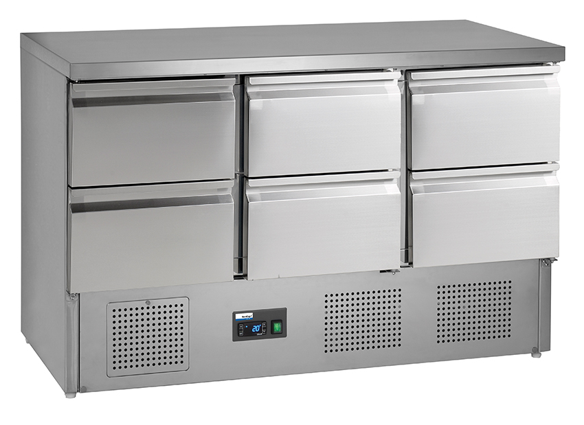 COOL by Nordcap Kühltisch KT-13-6Z, 6 Laden, Edelstahl, Umluftkühlung