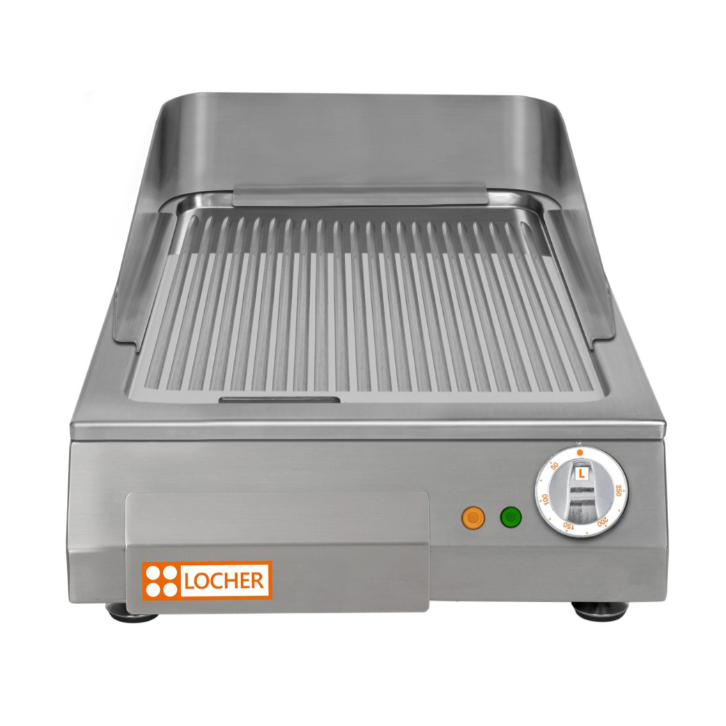 LOCHER 201463 Elektro-Bratplatte LGAR40S hartverchromt, gerillt