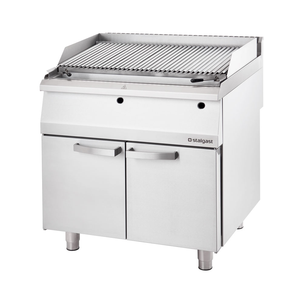 STALGAST Edelstahl Lavastein-Grill mit S-Rost für Fisch und Meeresfrüchte, Serie 700 ND, 800 mm