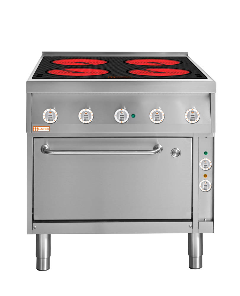 LOCHER  Glaskeramikkochfeld 216306 mit 4 Platten und Multifunktionsbackofen GN 1/1 by BERNER Kochsys