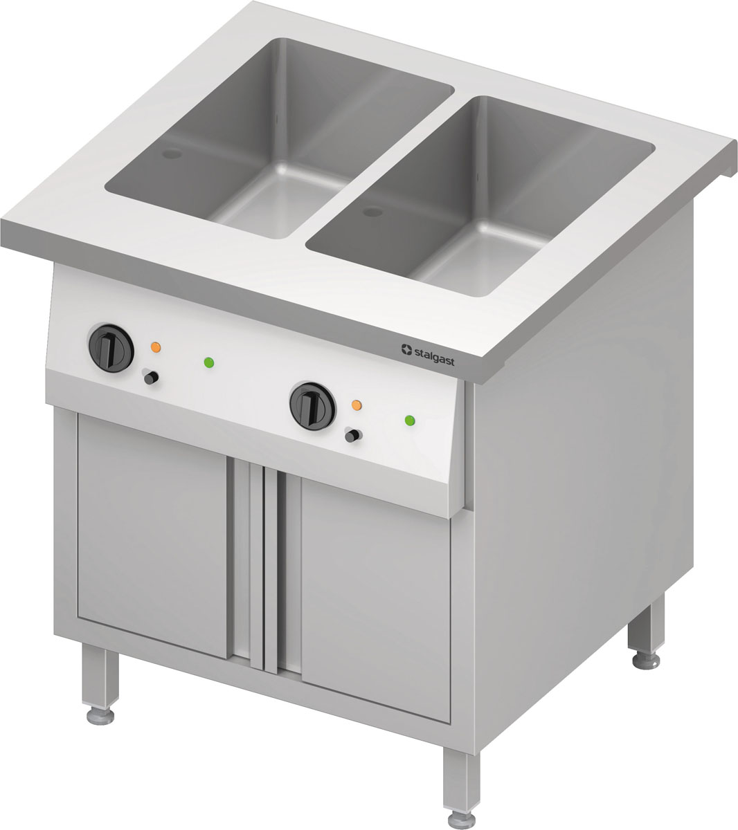 STALGAST Bain-Marie-Station "Free Flow" 2x GN1/1-Becken, mit Flügeltüren, 799x735x880 mm Edelstahlab
