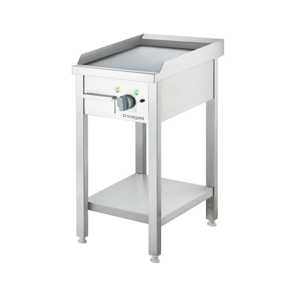 STALGAST Elektro-Griddleplatte als Standgerät - glatt, Unterbau offen, 400 x 700 x 850 mm (BxTxH)