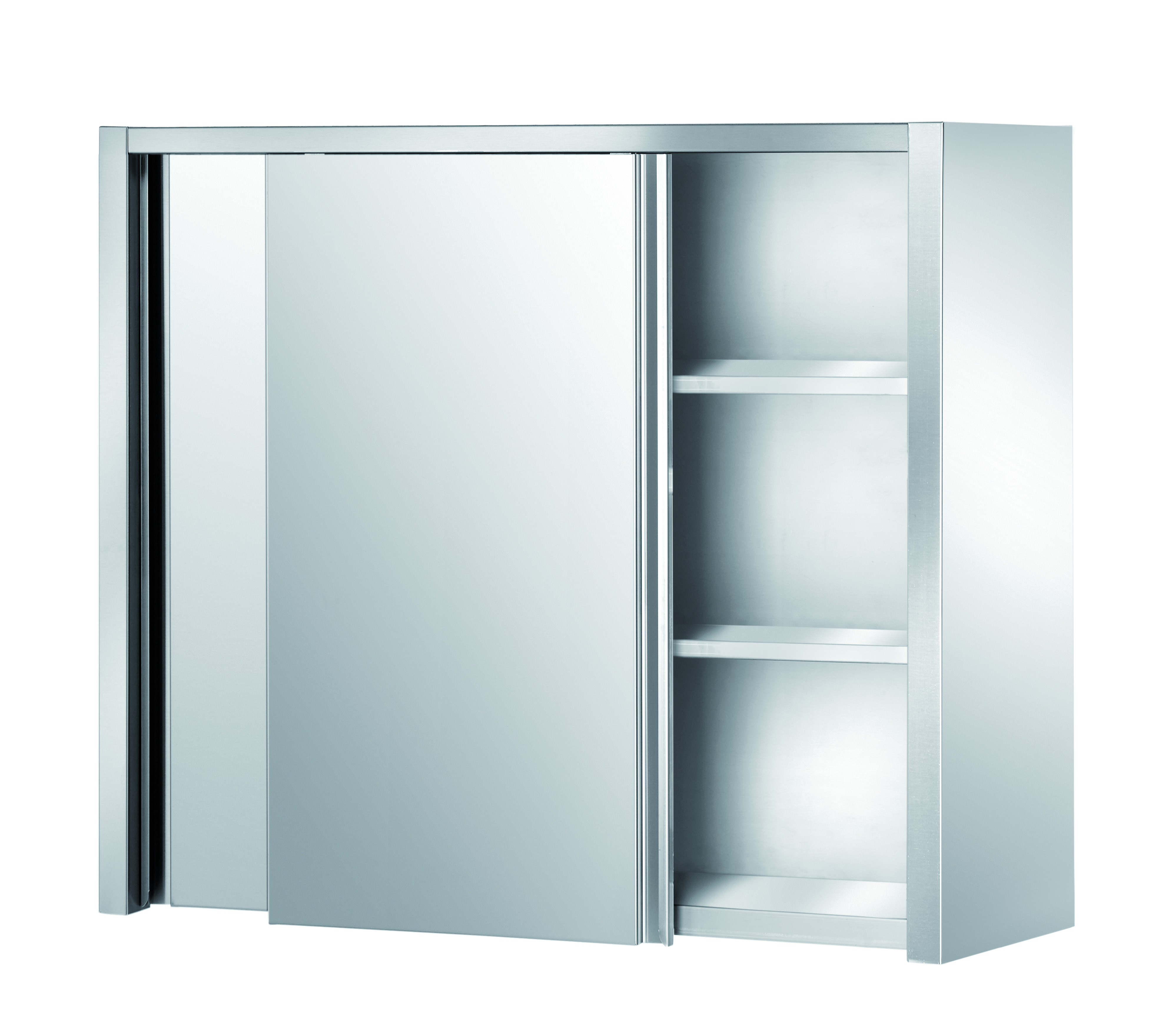 GASTROXTREM Edelstahl Wandhängeschrank mit Schiebetüren 2 Borde 900 mm Höhe