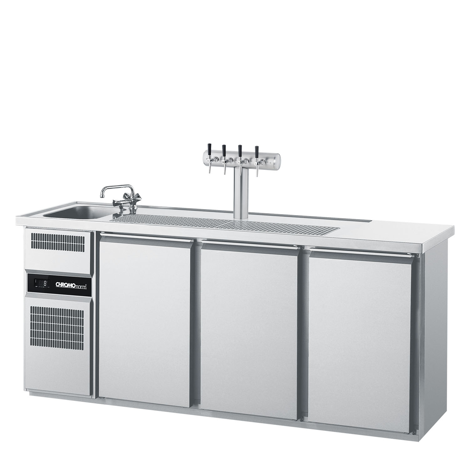 CHROMOnorm BIERTHEKE GN 1/1 - 1 BECKEN LINKS - 3 TÜREN